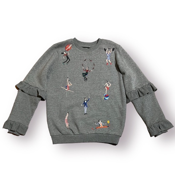 Katya Dobryakova Embroidered Circus Ruffle Sleeve Pullover Size M - Picture 2 of 15